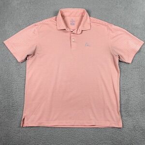 Rhoback The Pinky Swear Performance Polo Mens Large Pink Striped Golf Shirt